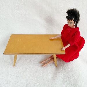 Vintage Handmade Mid-Century Modern Wood Coffee Table for Barbie 11.5” Doll